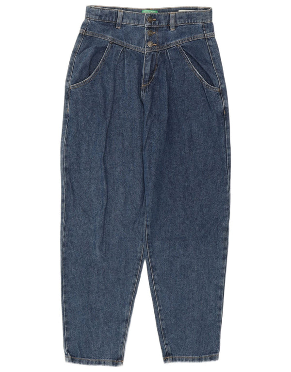 Benetton Meninas Jeans Soltos De Cintura Alta 13-14 Anos 3XL W28 L27 Azul Algodão
