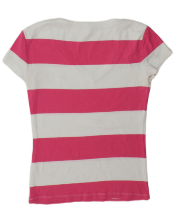 Tommy Hilfiger Camiseta Feminina Top UK 10 Pequena Listrada Rosa