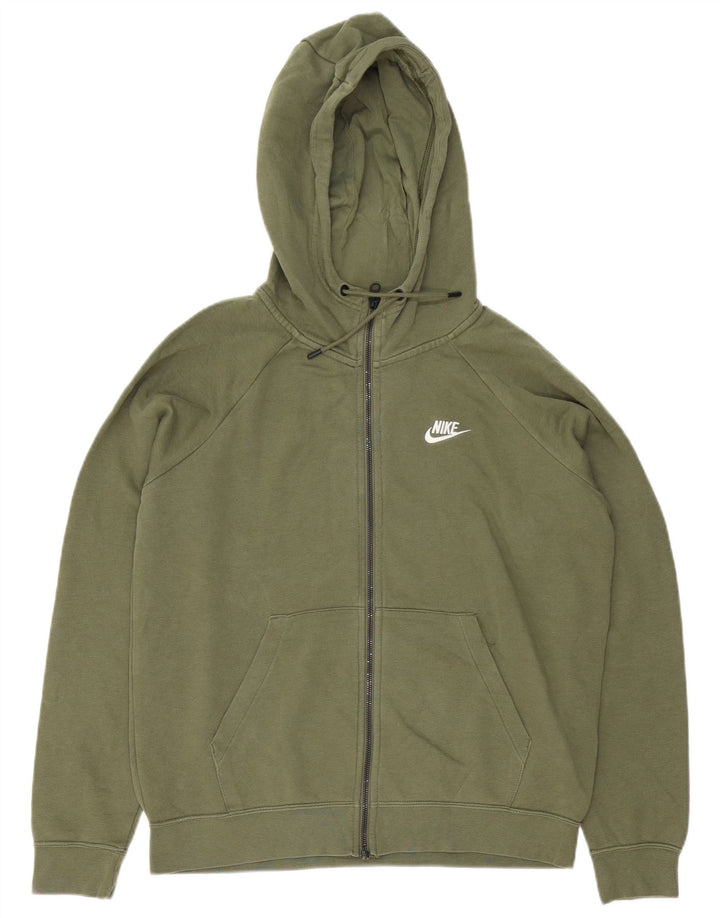 Suéter Nike masculino com capuz e zíper verde médio algodão