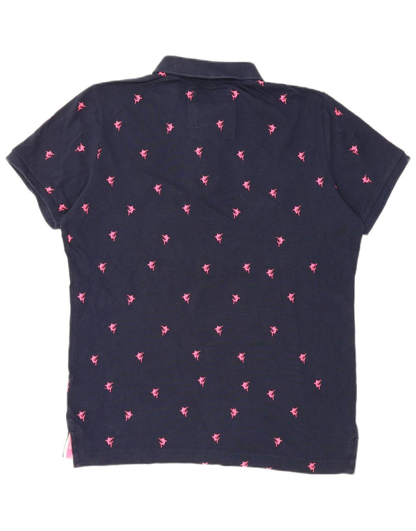 Camisa polo masculina SUPERDRY XL algodão manchado azul marinho