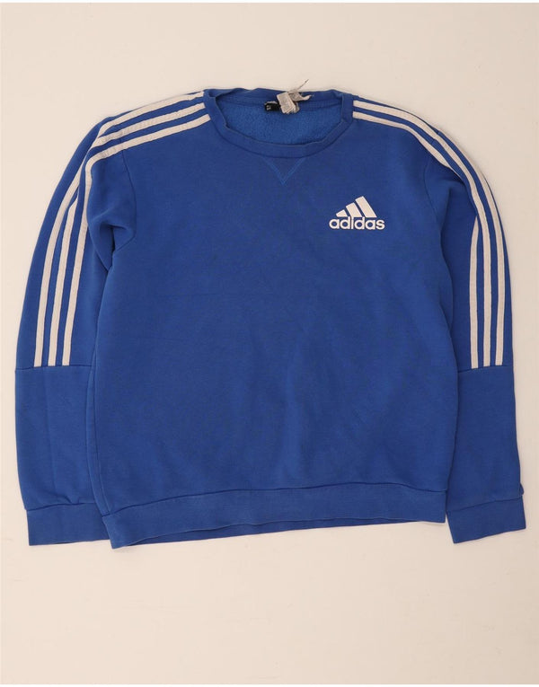 Adidas Womens Sweatshirt Jumper UK 14 Médio Algodão Azul