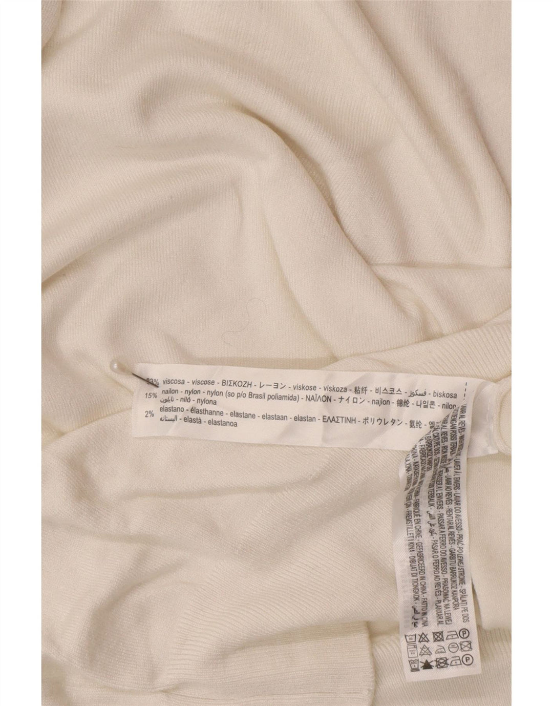 Suéter feminino Zara manga curta com gola redonda Reino Unido 12 médio branco