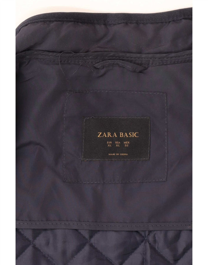 Colete acolchoado feminino Zara UK 18 XL azul marinho