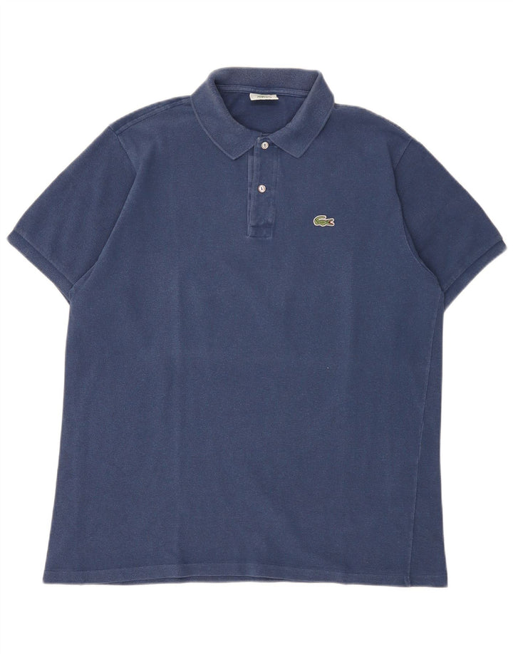 Camisa polo masculina Lacoste tamanho 6 XL azul marinho algodão