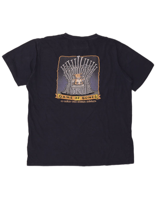 Camiseta gráfica masculina WEIRD FISH Top 2XL algodão azul marinho