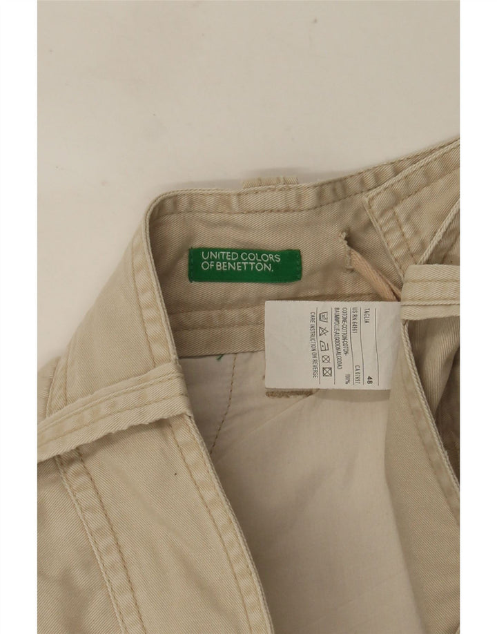 Benetton Mens Cargo Shorts IT 48 Médio W36 Algodão Bege
