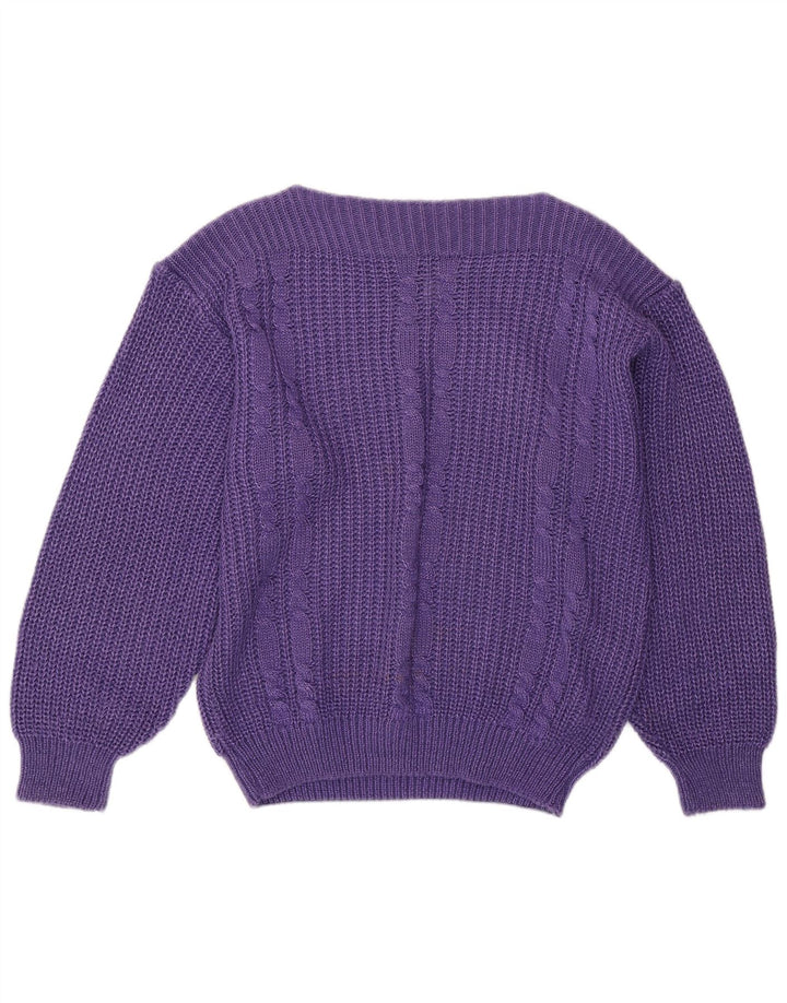 Suéter feminino VINTAGE com gola canoa UE 40/42 médio roxo acrílico