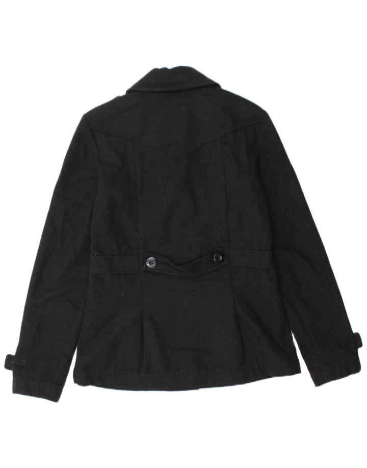 BILLABONG Pea Coat feminino UK 12 poliéster preto médio