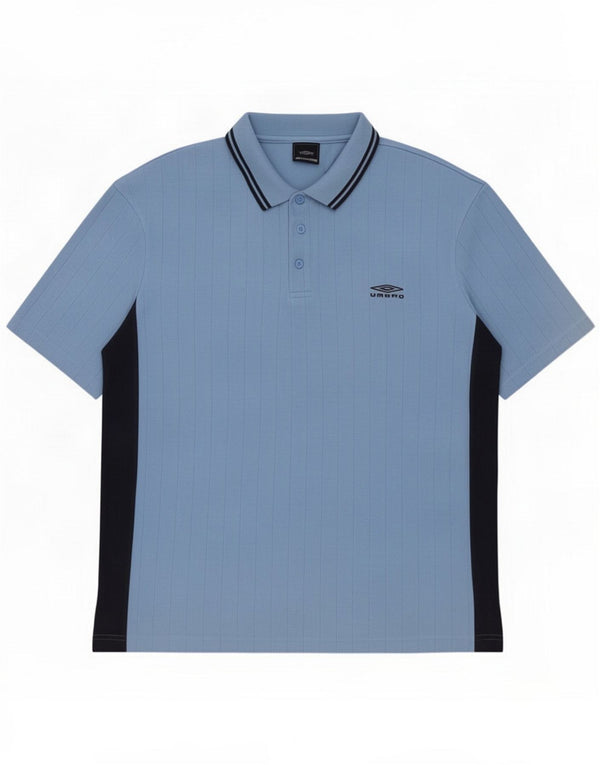 Camisa polo masculina Umbro grande azul colorblock poliéster