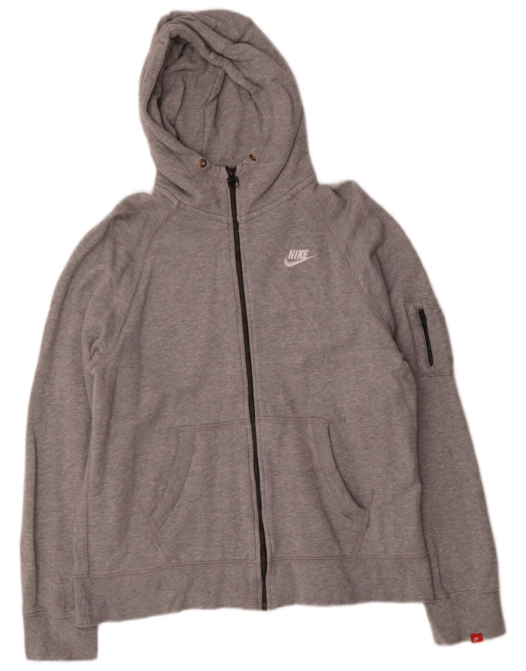 Suéter masculino Nike com capuz e zíper grande algodão cinza