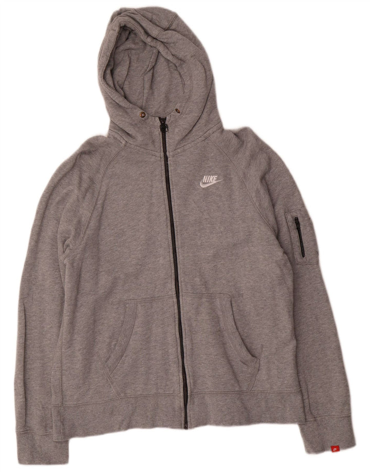 Suéter masculino Nike com capuz e zíper grande algodão cinza