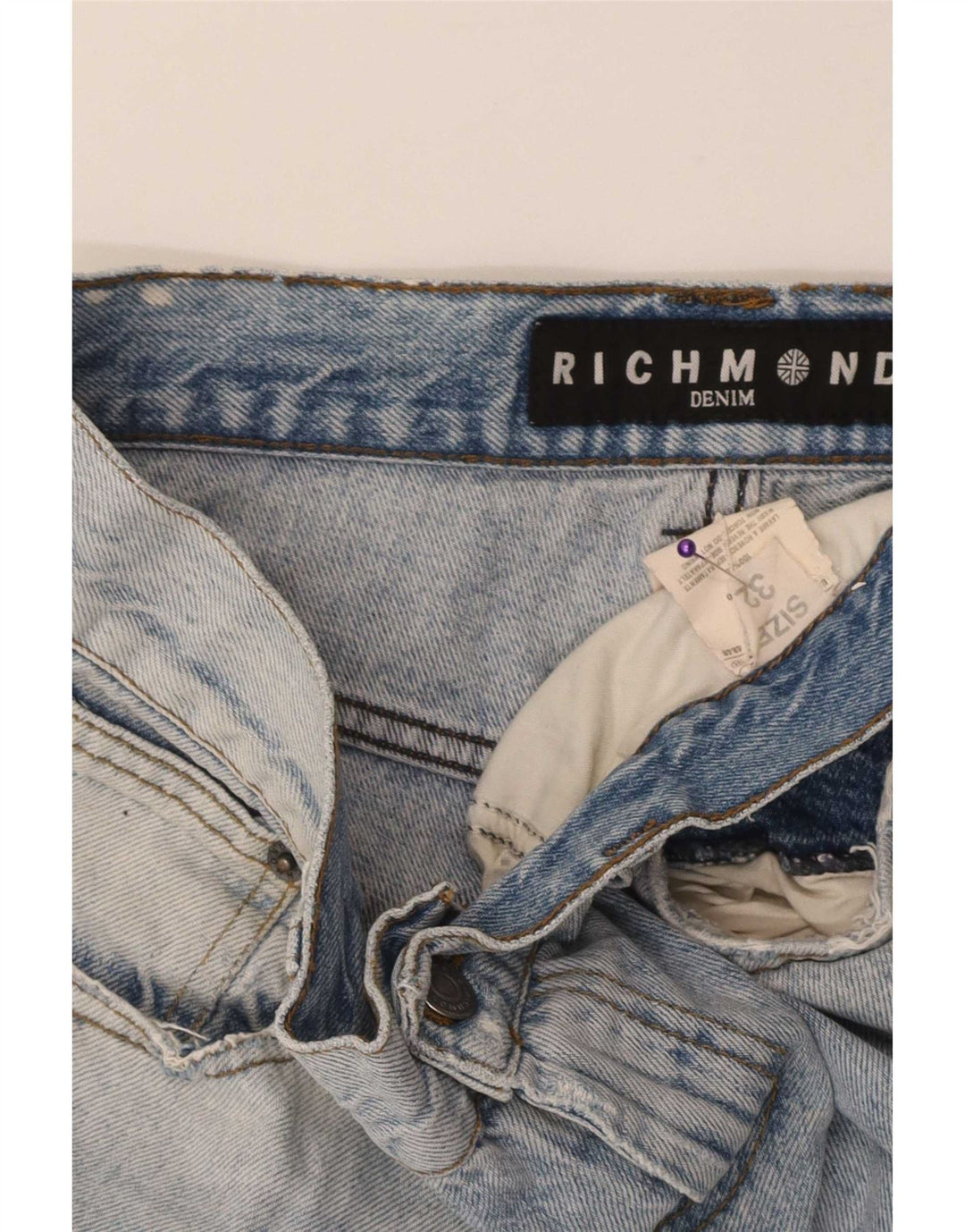 Richmond Mens Straight Jeans W32 L32 Azul Algodão