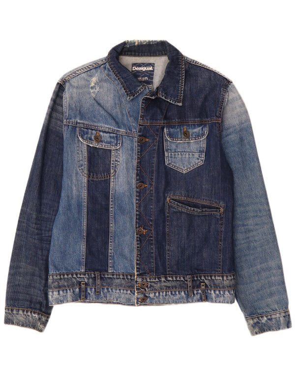 Jaqueta jeans masculina Desigual UK 40 grande algodão azul