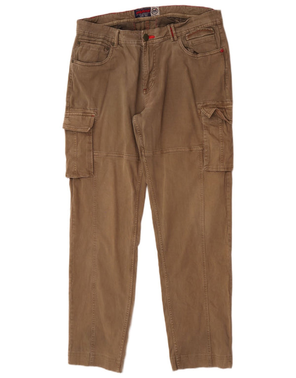 Calça cargo masculina Mistral reta IT 52 grande W36 L32 algodão bege