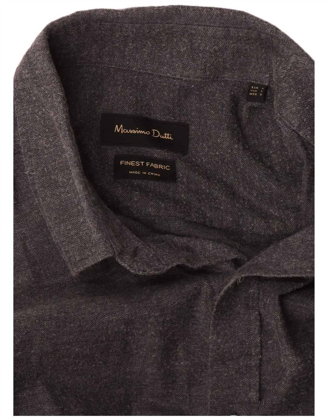 Camisa masculina Massimo Dutti grande espinha de peixe cinza
