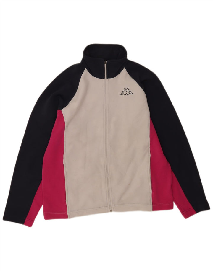 Kappa Womens Tracksuit Top Jacket UK 14 Medium White Colourblock Poliéster