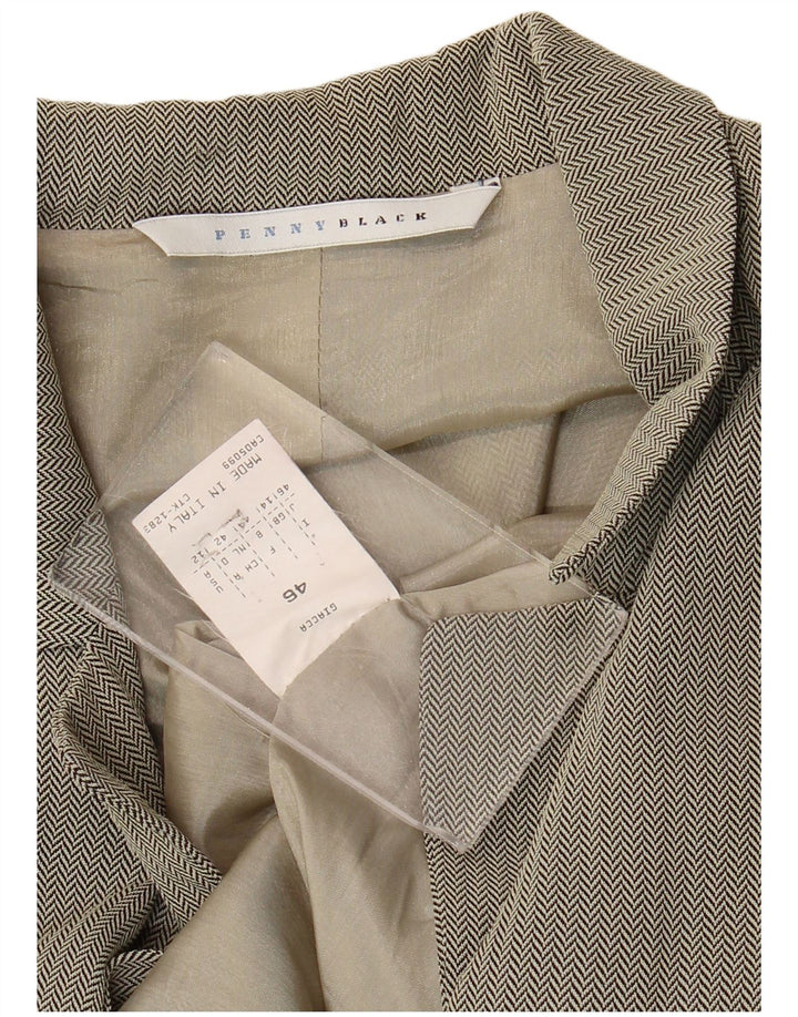 Jaqueta blazer feminina Penny Black com 3 botões Reino Unido 14 grande espinha de peixe cinza