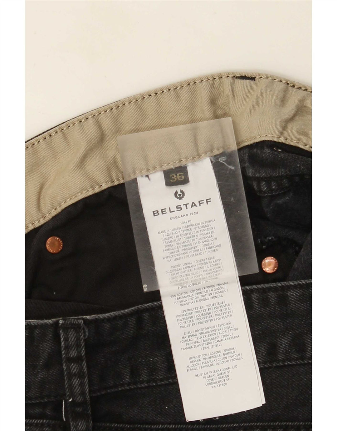 Belstaff Calça jeans masculina cônica W36 L30 algodão preto