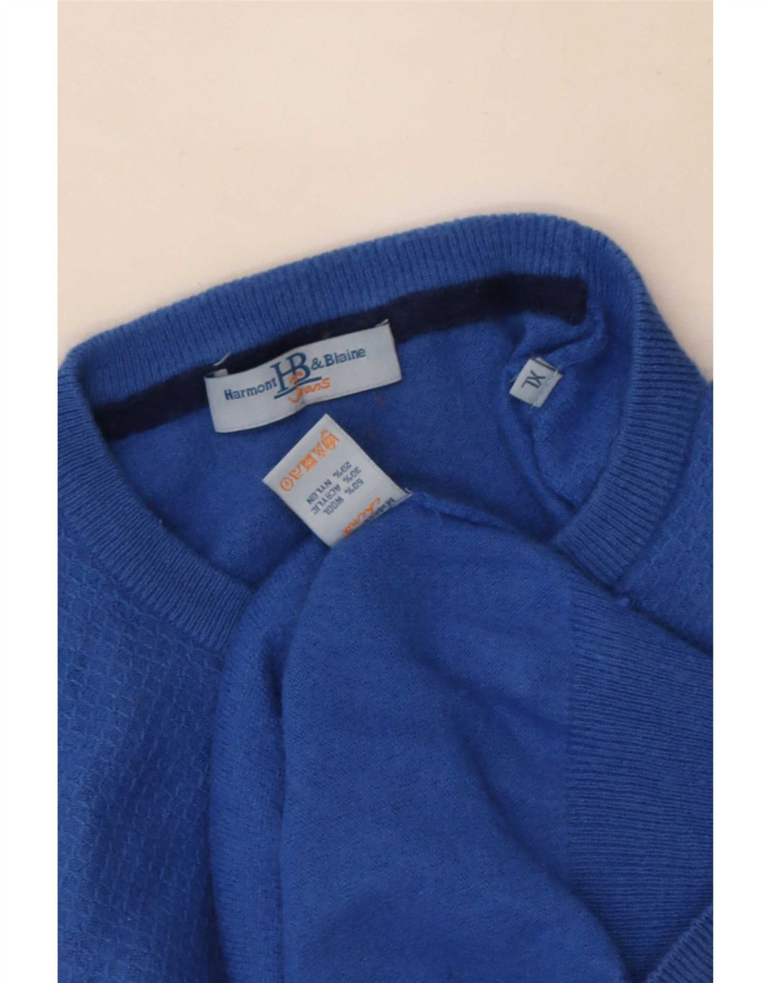 Suéter masculino Harmont & Blaine com gola redonda XL de lã azul