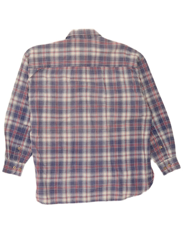 Camisa masculina Schoffel de flanela com ajuste solto, algodão xadrez azul marinho médio