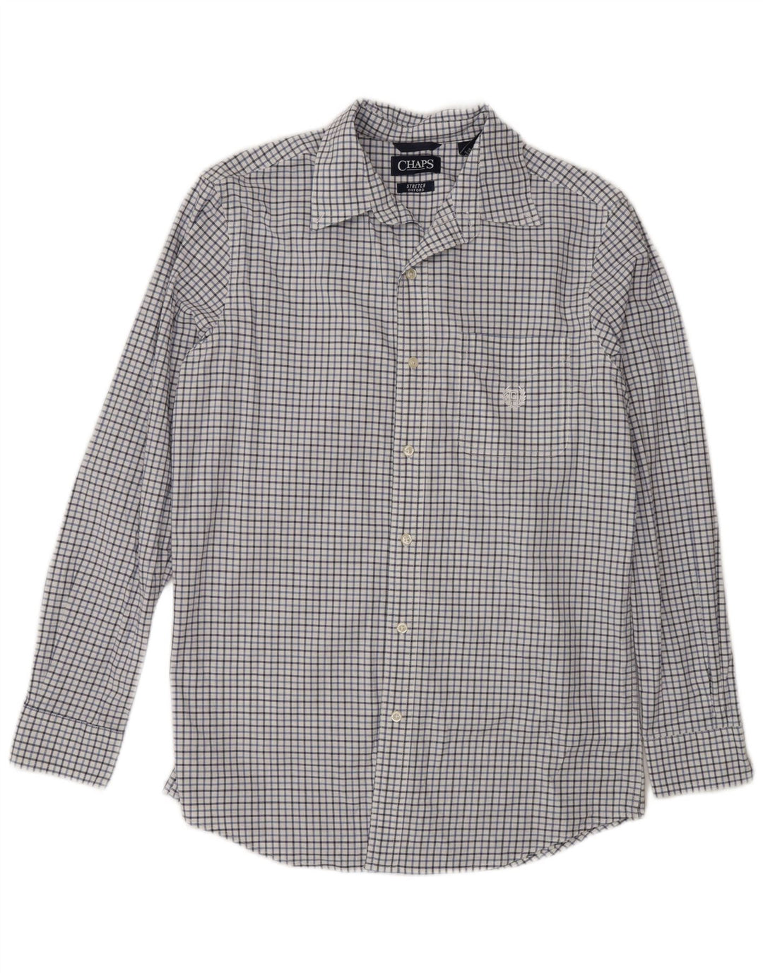 Camisa masculina Oxford Chaps pequena de algodão xadrez branco