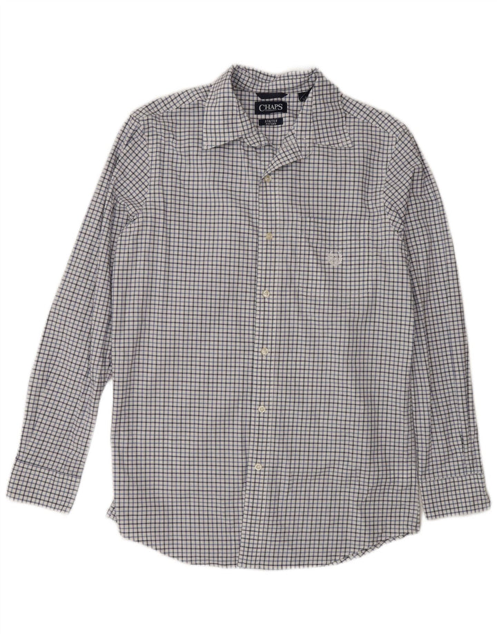 Camisa masculina Oxford Chaps pequena de algodão xadrez branco