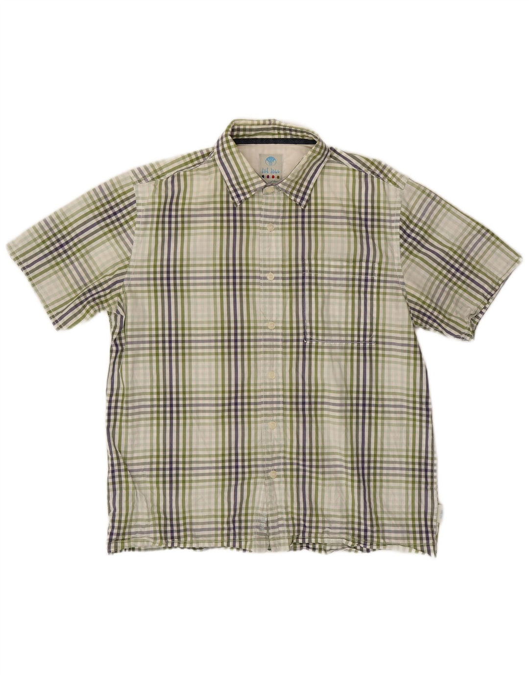 Camisa masculina de manga curta FAT FACE grande algodão xadrez verde