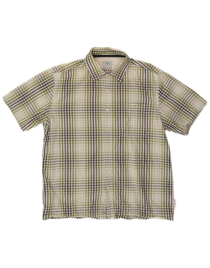 Camisa masculina de manga curta FAT FACE grande algodão xadrez verde
