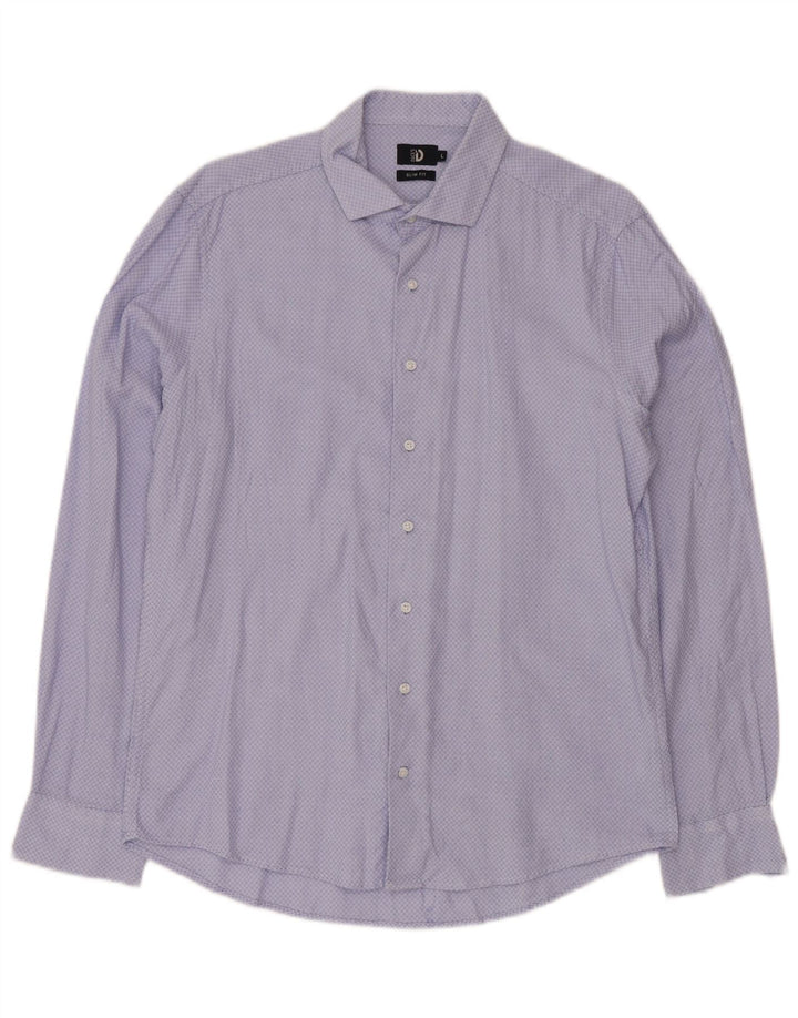 Camisa masculina slim fit Dack's grande azul argyle/algodão diamante