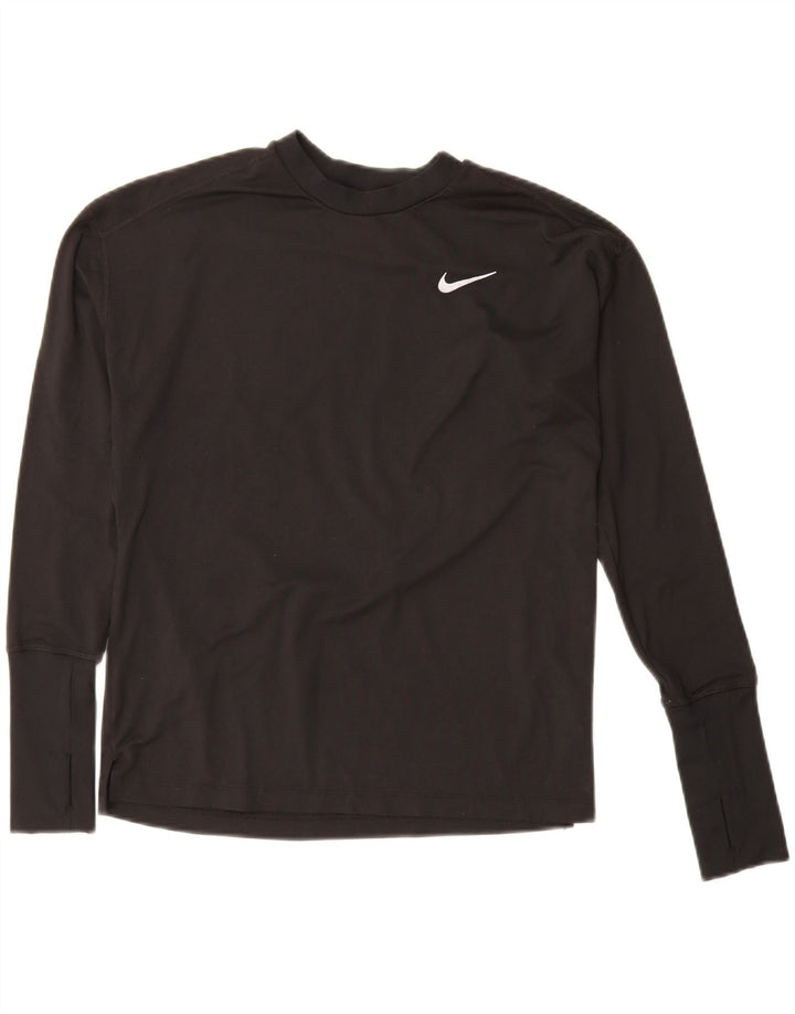 Top Nike Dri Fit Oversized Manga Longa UK 10 Pequeno Poliéster Preto