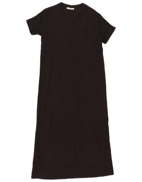 Zara Womens Trafaluc T-Shirt Dress Reino Unido 10 Pequeno Algodão Preto
