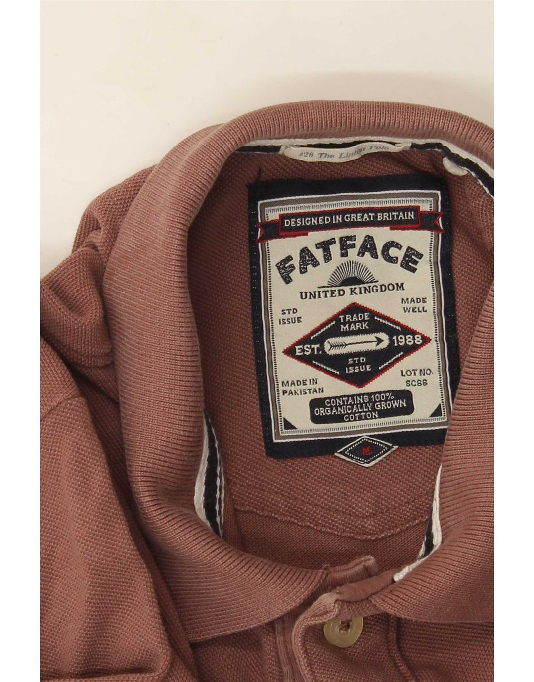 Camisa polo masculina de manga comprida Fat Face algodão marrom médio