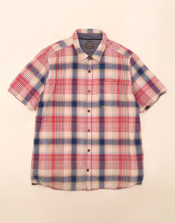 Camisa masculina de manga curta Fat Face Classic Fit XL linho xadrez multicolorido