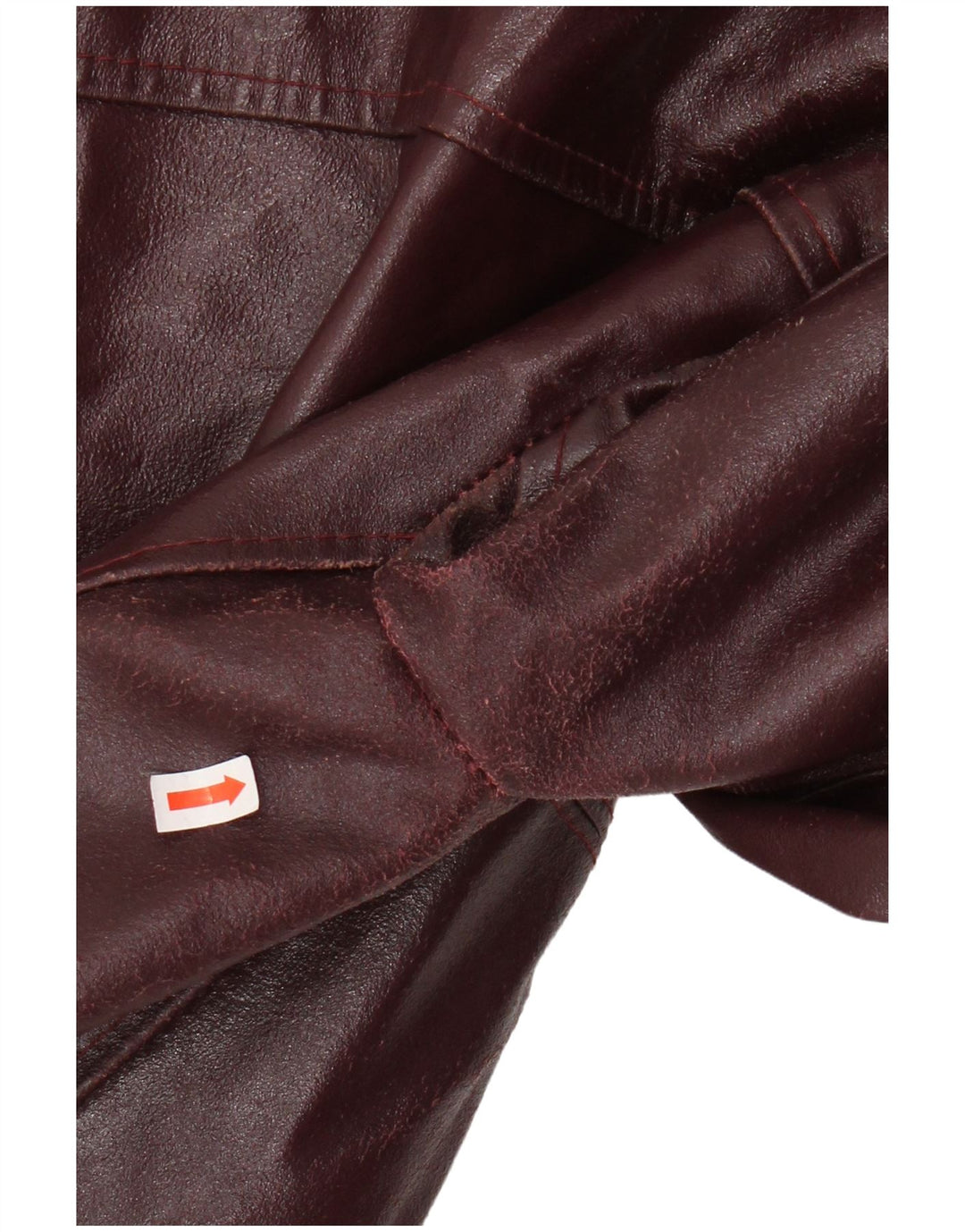 POR FAVOR Jaqueta de couro feminina UK 12 Médio Borgonha