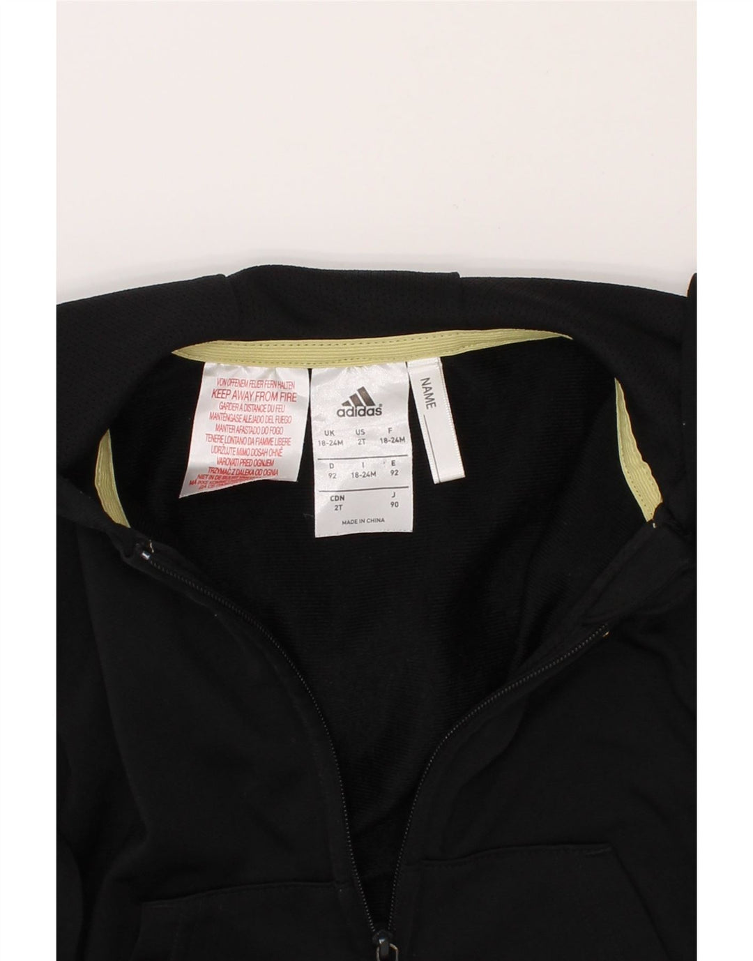 ADIDAS Baby Girls Zip Hoodie Sweater 18-24 Months Black Polyester Vintage Adidas and Second-Hand Adidas from Messina Hembry 