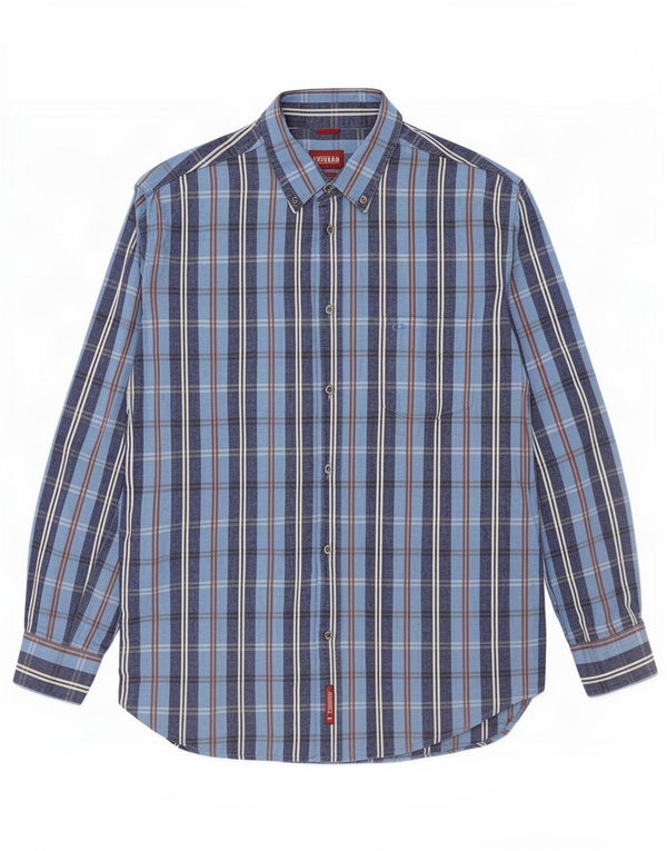 Camisa masculina Carrera 2XL algodão xadrez azul