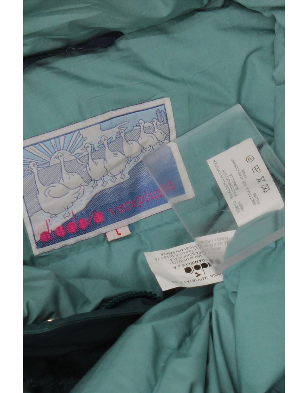 Jaqueta feminina acolchoada com capuz grande DIADORA Reino Unido 16 grande azul floral