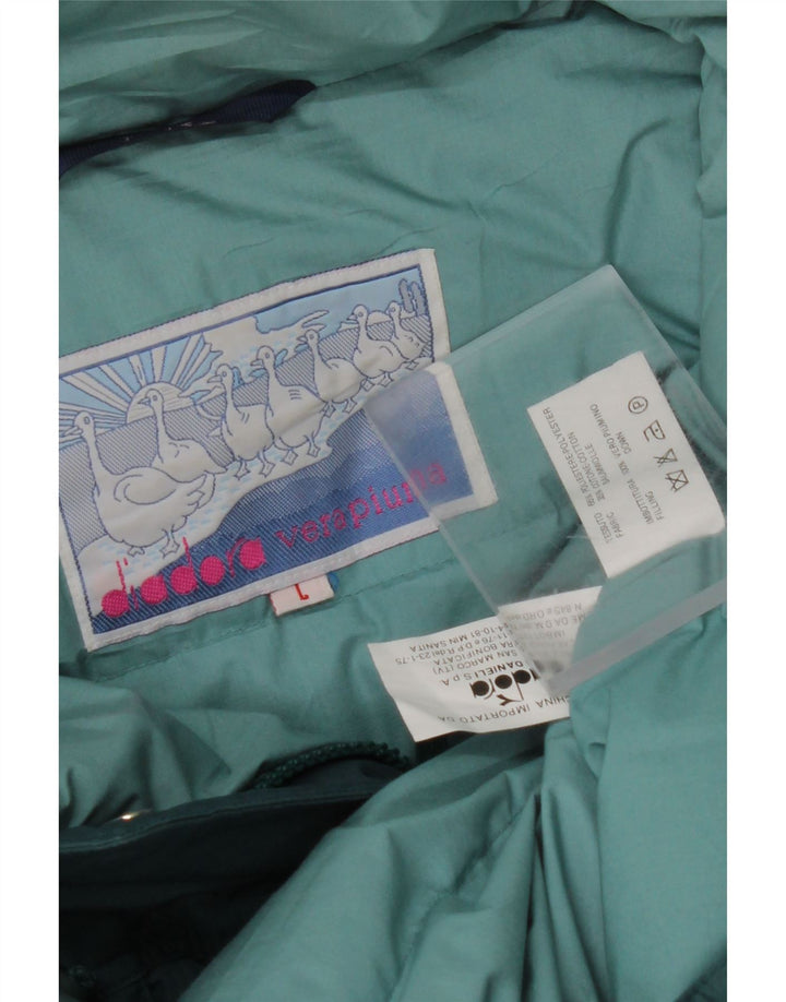 Jaqueta feminina acolchoada com capuz grande DIADORA Reino Unido 16 grande azul floral