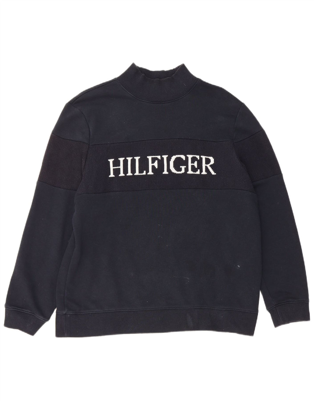 Tommy Hilfiger moletom gráfico feminino jumper UK 14 médio algodão preto