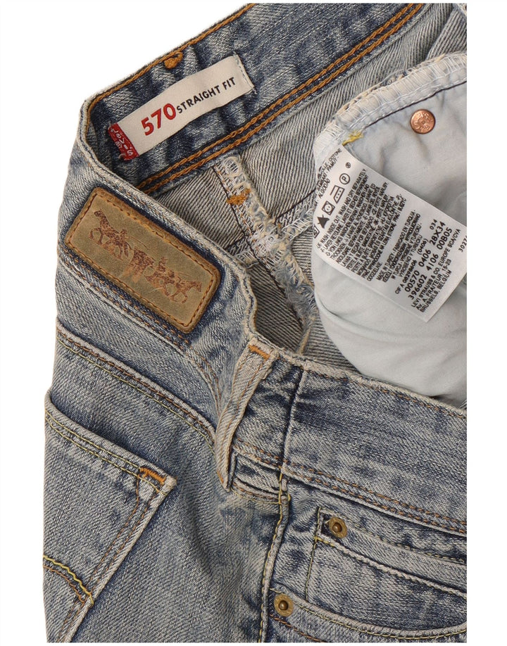 Calça jeans feminina Levi's 570 Straight W28 L30 azul algodão