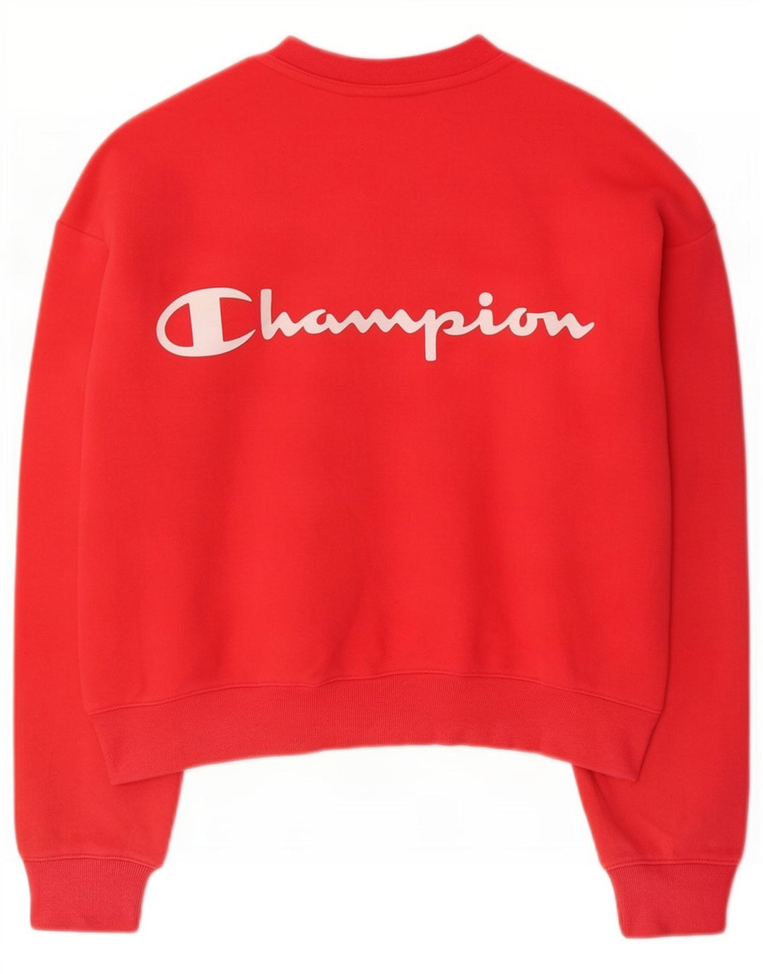 Champion feminino gráfico crop moletom jumper UK 14 médio algodão vermelho