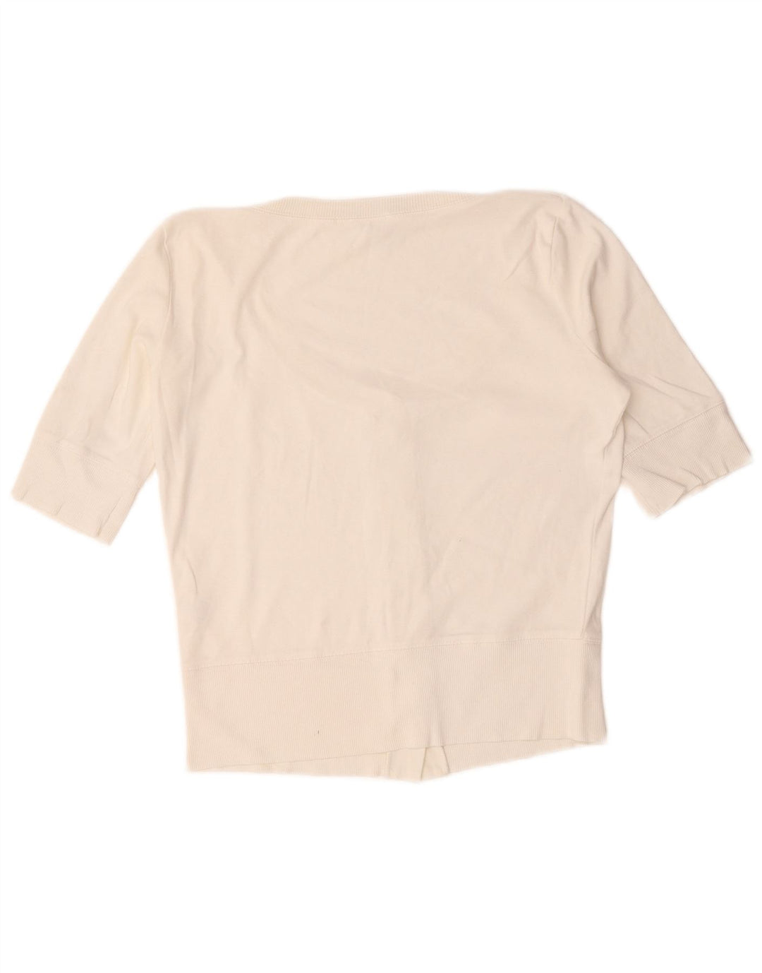 Suéter cardigã feminino de manga curta Marks & Spencer Reino Unido 12 médio branco