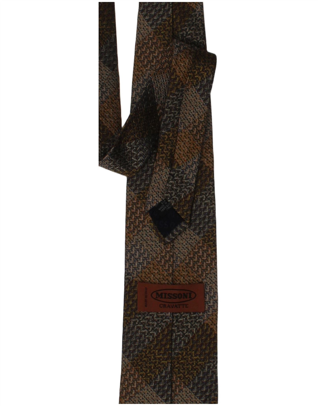 Gravata masculina Missoni Cravatte tamanho único marrom xadrez de seda designer