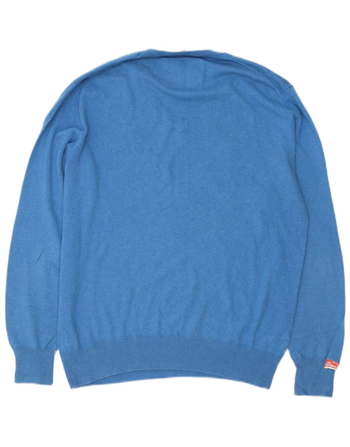 Suéter masculino Superdry com decote em V XL azul algodão