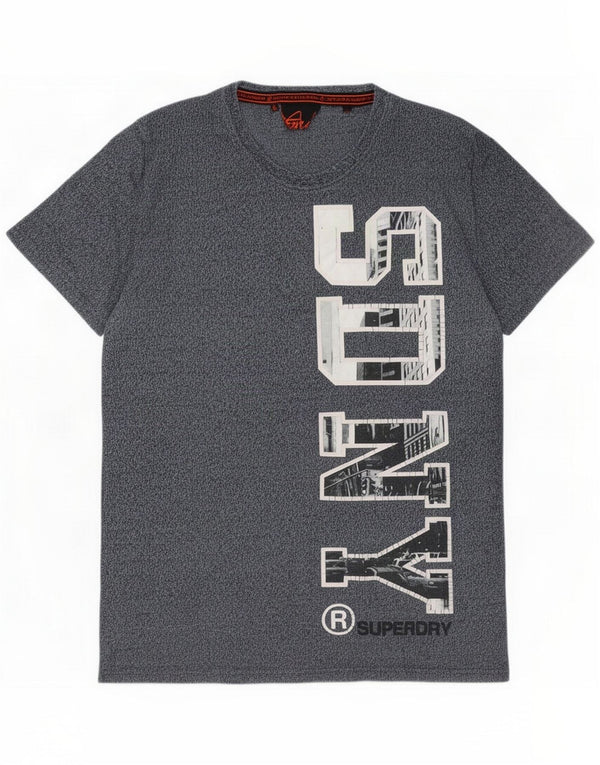 Camiseta gráfica masculina Superdry Top 2XL algodão manchado azul marinho