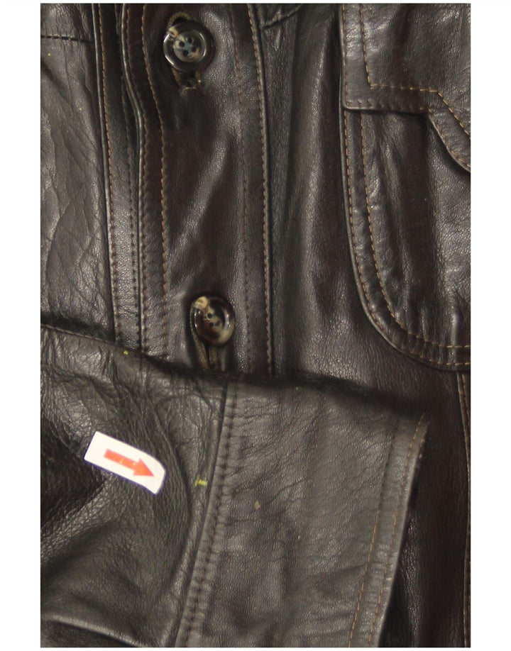 Jaqueta de couro masculina vintage UK 36 pequena preta
