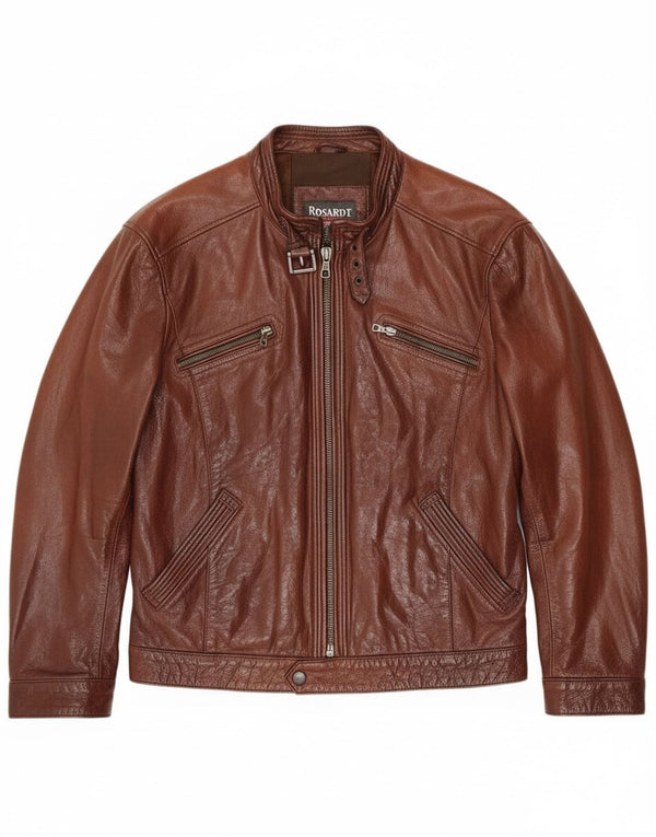 Jaqueta de couro masculina vintage UK 38 couro marrom médio