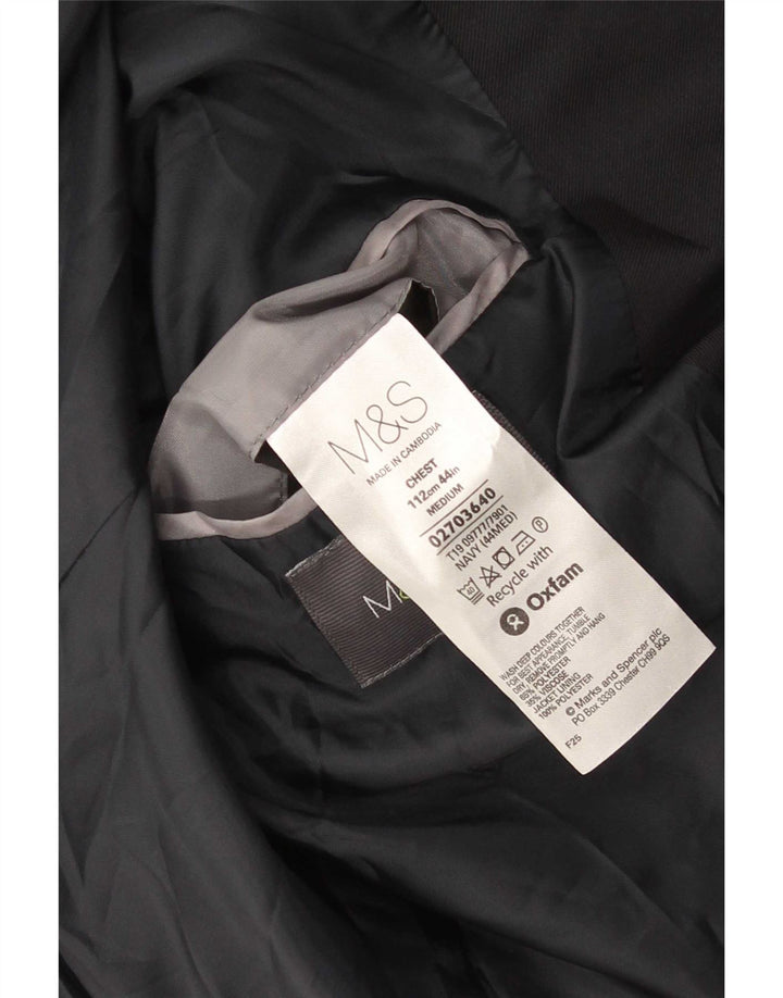Jaqueta blazer masculina de 2 botões Marks & Spencer tamanho 44 XL preto viscose