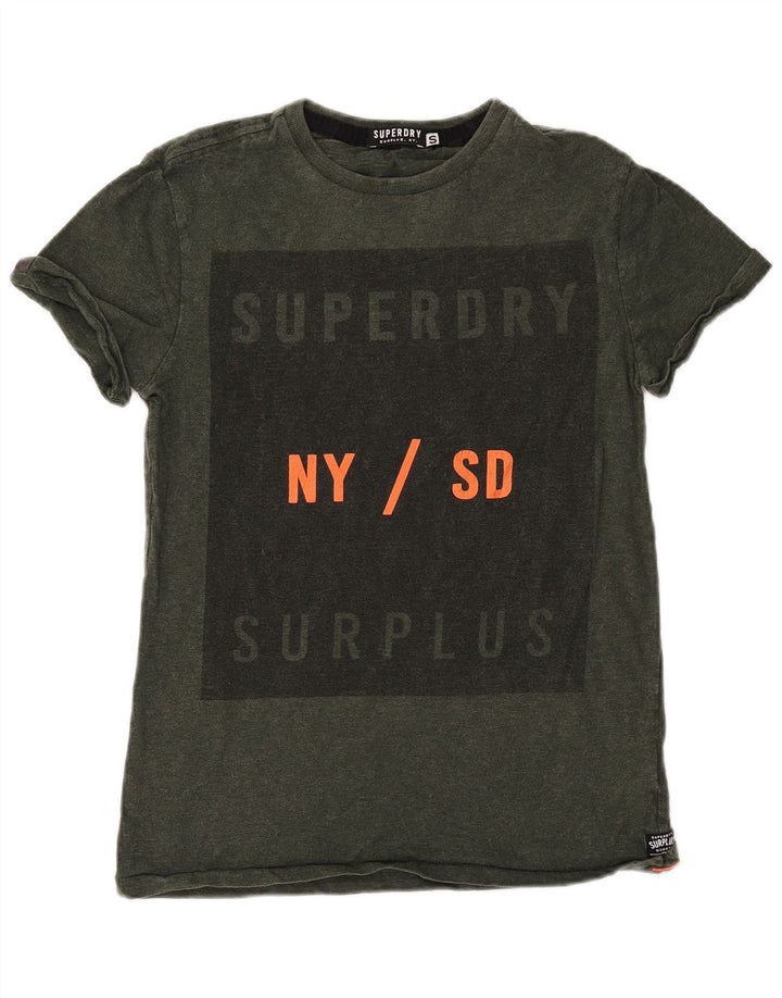 Camiseta masculina gráfica SUPERDRY top pequeno algodão cáqui