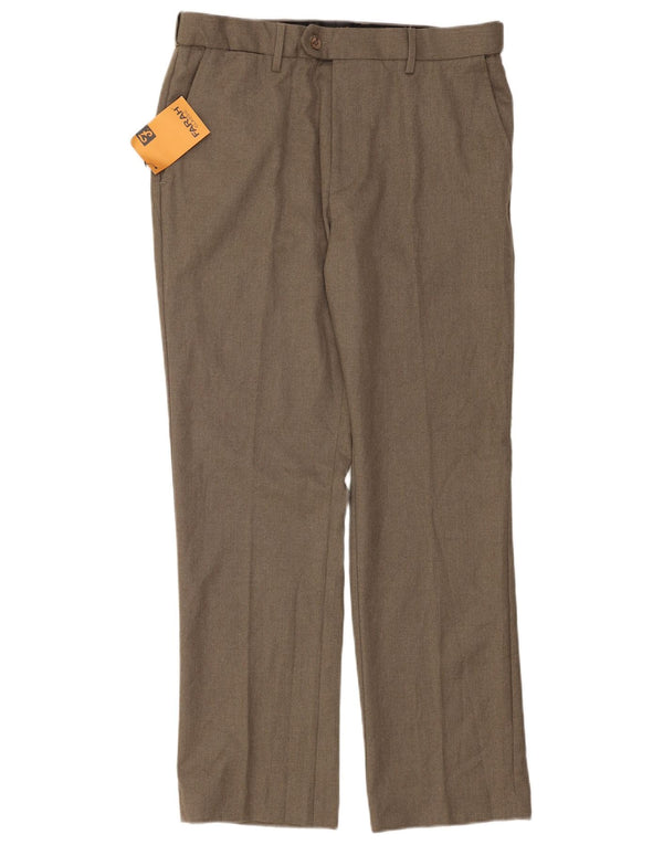 Calça masculina Farah Classic Fit Straight Suit W34 L31 Marrom Poliéster